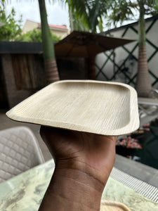 Medium Square Compostable Palm Leaf Plate | 20 x 20cm | 100 Pcs | Code. DK376
