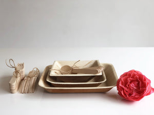 Palm leaf compostable plates and bowls with cutlery for weddings events parties